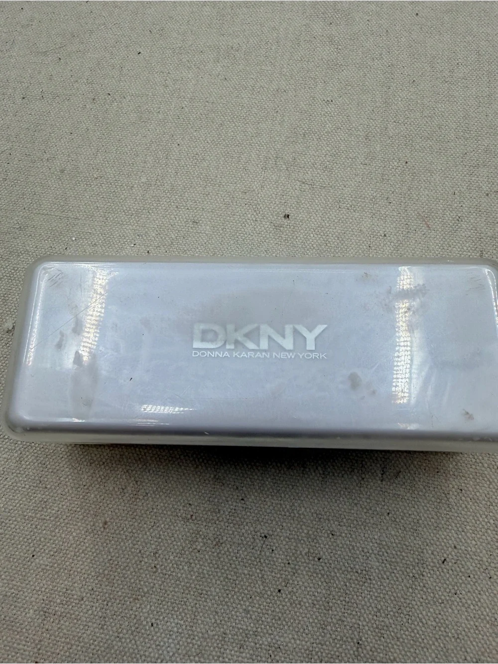 DKNY White Hard Shell Eyewear Case with Logo